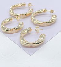 Load image into Gallery viewer, 18k Gold Filled Abstract Bent Smooth Hoop Earrings Available in 2 Sizes
