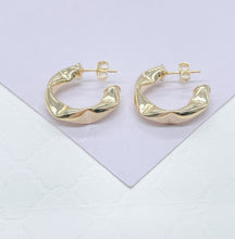 Load image into Gallery viewer, 18k Gold Filled Abstract Bent Smooth Hoop Earrings Available in 2 Sizes
