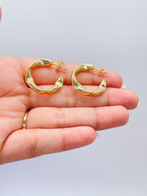 Load image into Gallery viewer, 18k Gold Filled Abstract Bent Smooth Hoop Earrings Available in 2 Sizes
