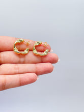 Load image into Gallery viewer, 18k Gold Filled Abstract Bent Smooth Hoop Earrings Available in 2 Sizes
