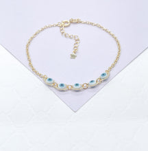 Load image into Gallery viewer, 18k Gold Filled Simple Dainty Curb Link Evil Eye Bracelet
