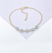 Load image into Gallery viewer, 18k Gold Filled Simple Dainty Curb Link Evil Eye Bracelet
