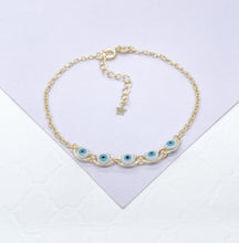 Load image into Gallery viewer, 18k Gold Filled Simple Dainty Curb Link Evil Eye Bracelet
