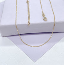 Load image into Gallery viewer, 18k Gold Filled 16 Inch, 1mm Flat Sunburst-Stamped Sequin Satellite Curb Chain Necklace For Wholesale, Dainty Jewlery, Layering Necklace,
