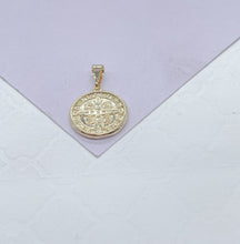 Load image into Gallery viewer, 18k Gold Filled St Benedict Pendant: Engraved Catholic Charm
