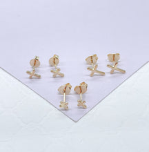 Load image into Gallery viewer, 18k Gold Filled Cross Stud Earrings: Dainty Christian Jewelry
