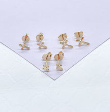 Load image into Gallery viewer, 18k Gold Filled Cross Stud Earrings: Dainty Christian Jewelry
