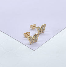 Load image into Gallery viewer, 18k Gold Filled CZ Dainty Butterly Stud Earring, Dainty Butterflies, Butterfly Stud, Dainty Studs
