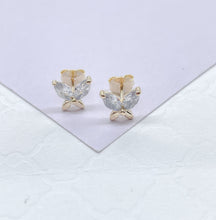 Load image into Gallery viewer, 18k Gold Filled Dainty Butterly Stud Earrings With Top Marquise Cut Stone Earrings, Butterfly Studs, Dainty Stud,
