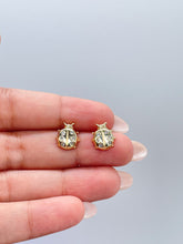 Load image into Gallery viewer, 18k Gold Filled Plain XL Lady Bug Stud Earring With CZ Patterned Studs
