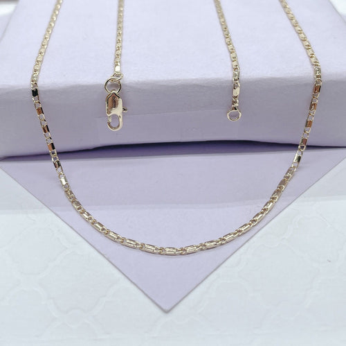 18k Gold Filled 18 Inch Smooth Long Bar Link Chain Necklace