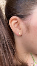 Load image into Gallery viewer, 18k Gold Filled Cross Stud Earrings: Dainty Christian Jewelry
