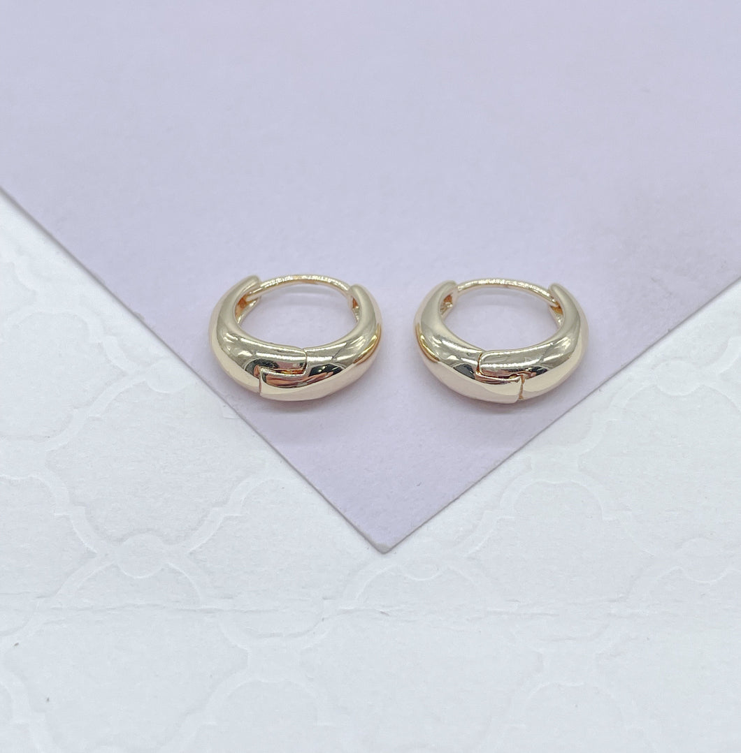 18k Gold Filled Plain Tear Drop Shaped Huggie Hoop Earrings In Three Sizes