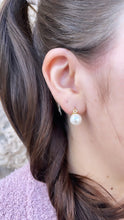 Load image into Gallery viewer, 18k Gold Filled 8mm Plain Simulated Pearl Tiny Huggie Earring
