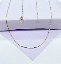 Load image into Gallery viewer, 18k Gold Filled 18 Inch Thin Dainty Long Bar Spear Shaped Link Chain
