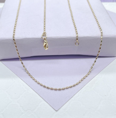 18k Gold Filled 18 Inches Rectangle Bar Beaded Chain