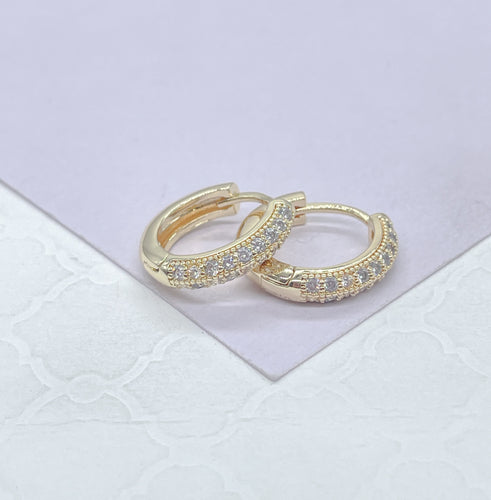 18k Gold Filled Small Huggie with Micro CZ, Gift for Her, Wedding Gift, Dainty Hoops, Dainty Earrings, Kids Earrings,