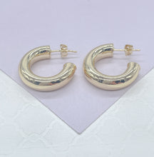 Load image into Gallery viewer, 18k Gold Filled 6.5mm Thick Plain Smooth Open Ended Hoop Earrings
