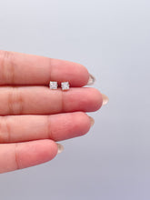 Load image into Gallery viewer, 18k Gold Filled Cubic Zirconia Square Stud Earrings, Princess Cut Square Studs, Diamond Cut studs, Stud Earrings, Dainty Studs
