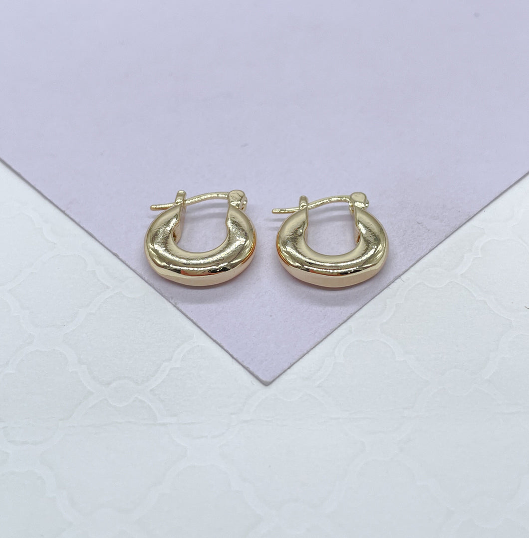 18k Gold Filled Small 15mm Thick Chunky Hoop Earring