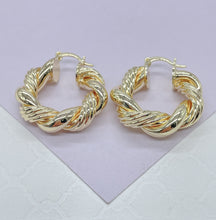 Load image into Gallery viewer, 18k Gold Filled XL Style Smooth Plain Twisted Hoop Earrings Available in 3 Sizes
