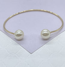 Load image into Gallery viewer, 18k Goldfilled Minimalist Pearl Ball Ended Bangle, Gifts for her, Boho Jewlery, Dainty Bangles,
