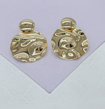 Load image into Gallery viewer, 18k Gold Filled Soft Textured Style Handmade Smooth Art Deco Dangling Plate Earring, Art Deco Earringes, Summer Earrings, Gifts for Her,
