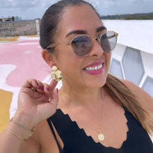 Load image into Gallery viewer, 18k Gold Filled Art Deco Plate Earrings: Handmade Dangle Earrings
