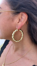 Load image into Gallery viewer, 18k Gold Filled XL Style Smooth Plain Twisted Hoop Earrings Available in 3 Sizes
