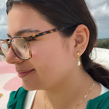 Load image into Gallery viewer, 18k Gold Filled Smooth Gold Hoops With Dangling With Faux Pearl
