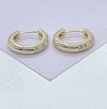 Load image into Gallery viewer, 18k Gold Filled Small Huggie with Micro CZ, Gift for Her, Wedding Gift, Dainty Hoops, Dainty Earrings, Kids Earrings,
