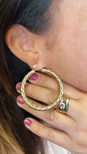 Load image into Gallery viewer, 18k Gold Filled Twisted and Textured Croissant Hoop Earrings, Available in 2 Sizes
