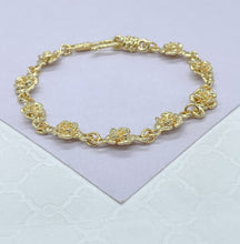 Load image into Gallery viewer, 18k Gold Filled Hook Clasp Rose Charm Bracelet
