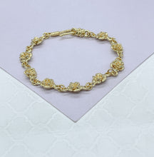 Load image into Gallery viewer, 18k Gold Filled Hook Clasp Rose Charm Bracelet
