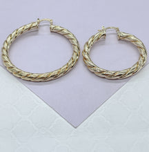 Load image into Gallery viewer, 18k Gold Filled Twisted and Textured Croissant Hoop Earrings, Available in 2 Sizes
