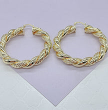 Load image into Gallery viewer, 18k Gold Filled XL Style Smooth Plain Twisted Hoop Earrings Available in 3 Sizes
