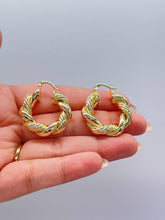 Load image into Gallery viewer, 18k Gold Filled XL Style Smooth Plain Twisted Hoop Earrings Available in 3 Sizes
