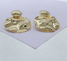 Load image into Gallery viewer, 18k Gold Filled Soft Textured Style Handmade Smooth Art Deco Dangling Plate Earring, Art Deco Earringes, Summer Earrings, Gifts for Her,
