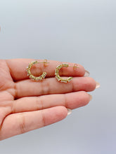 Load image into Gallery viewer, 18k Gold Filled Baguette Stone-Patterned C-Hoop Earrings, Gifts For Her, Nightlife Jewlery, Birthday Hoops,
