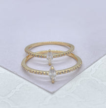Load image into Gallery viewer, 18k Goldfilled Micro CZ Ring with Marquise Cut Stone In Center, Minimalist Ring, Dainty Ring, Princess Ring, Statement Piece
