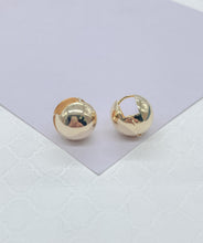 Load image into Gallery viewer, 18k Gold Filled Sphere Ball Huggie Hoop Earrings, Minimalist Jewlery, Art Nouveau Hoops, Statement Hoops, Plain Hoops
