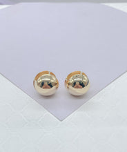 Load image into Gallery viewer, 18k Gold Filled Sphere Ball Huggie Hoop Earrings, Minimalist Jewlery, Art Nouveau Hoops, Statement Hoops, Plain Hoops
