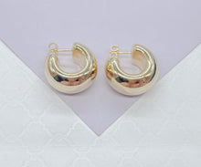 Load image into Gallery viewer, 18k Gold Filled XL Wide Yet Flat Open Smooth Hoop Earring, Summer Earrings, Versatile Hoops, Statement Earrings, Art Novau Hoops, Gold Hoops
