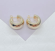 Load image into Gallery viewer, 18k Gold Filled XL Wide Yet Flat Open Smooth Hoop Earring, Summer Earrings, Versatile Hoops, Statement Earrings, Art Novau Hoops, Gold Hoops
