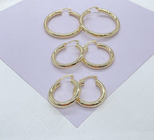 Load image into Gallery viewer, 18k Gold Filled 4mm Thick Plain Smooth Classic Hoop Earrings

