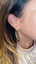 Load image into Gallery viewer, 18k Gold Filled Twisted and Textured Croissant Hoop Earrings, Available in 2 Sizes
