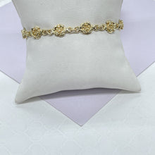 Load image into Gallery viewer, 18k Gold Filled Hook Clasp Rose Charm Bracelet
