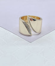 Load image into Gallery viewer, 18k Gold-filled Adjustable Dual Ended Chunky Plain Ring with Winged CZ Ends
