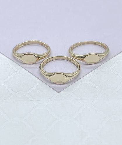18k Gold Filled Plain Dainty Minimalist Dainty Signet plaque Statement Ring