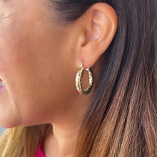 Load image into Gallery viewer, 18k Gold Filled Sequin Patterned Hoop Earring Available In 5 Sizes

